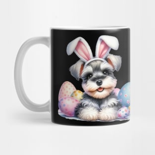 Puppy Miniature Schnauzer Bunny Ears Happy Easter Day Mug